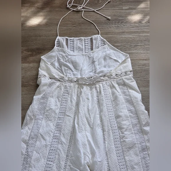 People
Free People Sydney Sky White Lace
Halter Wide Leg Jumpsuit Sz L Boho - Picture 4 of 9